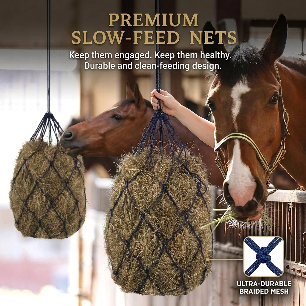Slow-Feed Hay Net Small Holes, 94cm, Soft Braided PE